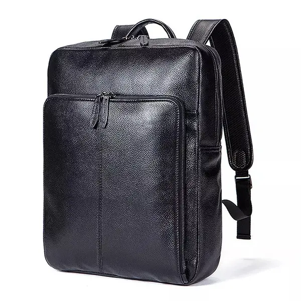 Handmade genuine leather men travel backpack black leather bags wholesale laptop backpack 17 inch Featured Image