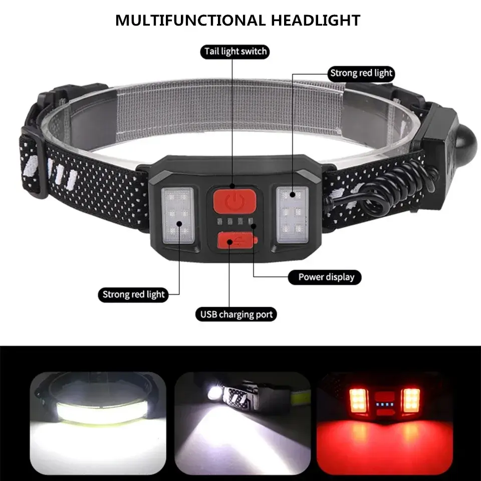 USB charging night fishing running headlights