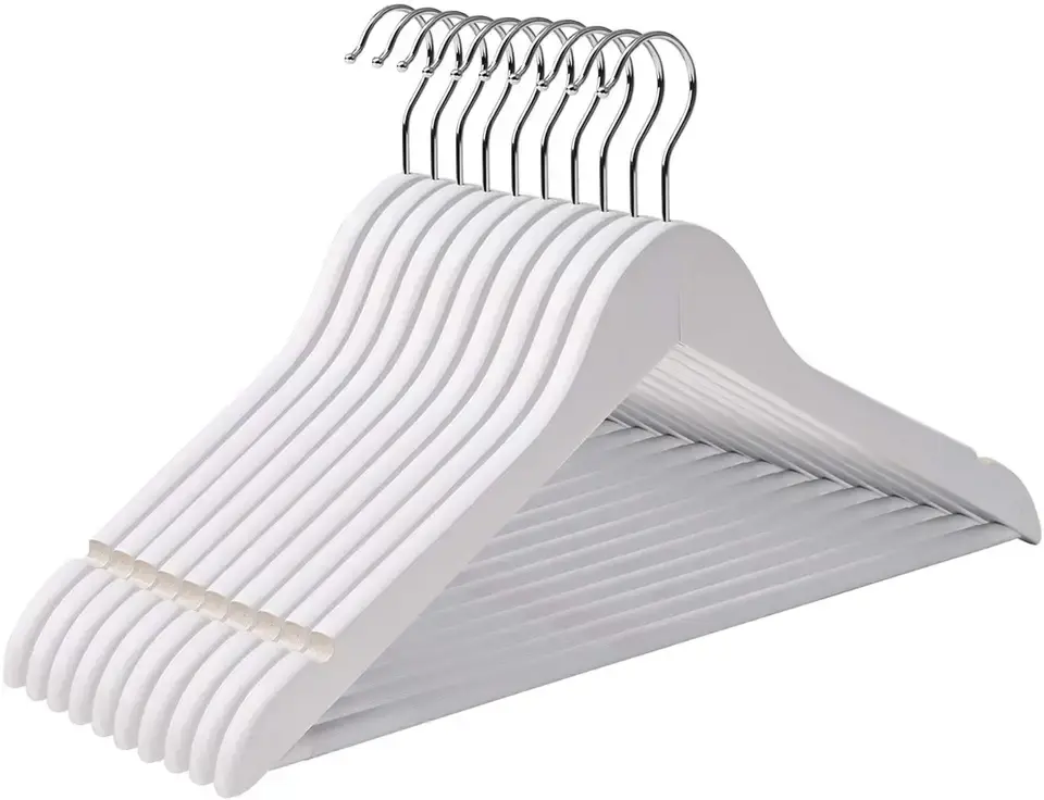 Wooden Hangers in Natural,White,Black,Cherry,Antique Color,Suit Clothes Hanger with Non Slip Pants Bar Featured Image
