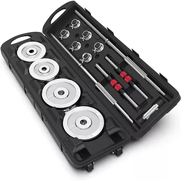 Adjustable 50kg Electroplated Dumbbell Set With Metal Barbell 2 in 1 Weight Pair And Anti-Slip Handle For All-Purpose Home Gym Featured Image