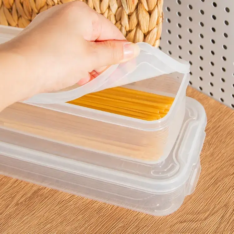 Kitchen Pantry Plastic PP Eggs Fruits Seal Snacks Organizer Spaghetti Storage Box Noodles Food Pasta Storage Container