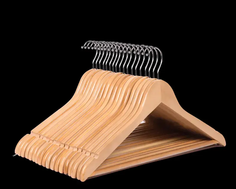 Wood Suit Hangers for Clothes Premium Quality Wooden Coat Hangers with logo Strong and Durable Suit Hangers Natural Featured Image