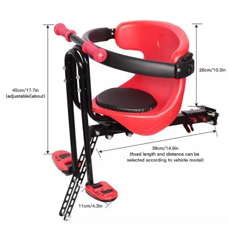 Child Bike Seat Bicycle Front Mount Baby Carrier With Handrail For Kids Toddler Front Mounted Child Bike Seat