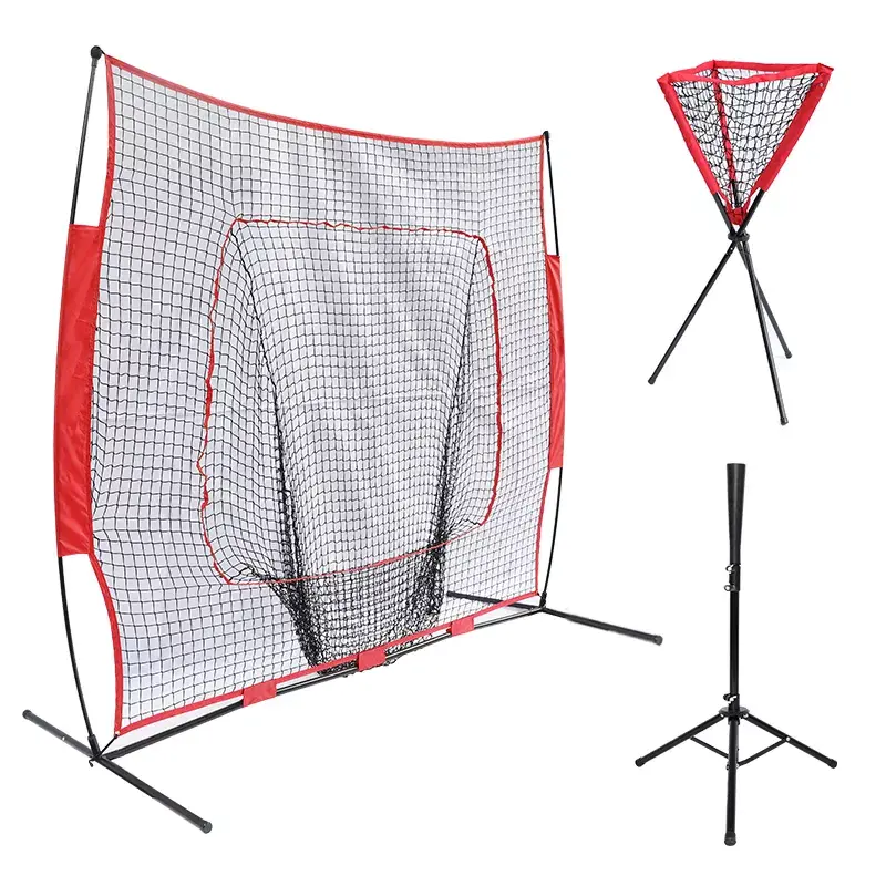 Batting and pitching nets with hitting tees Featured Image