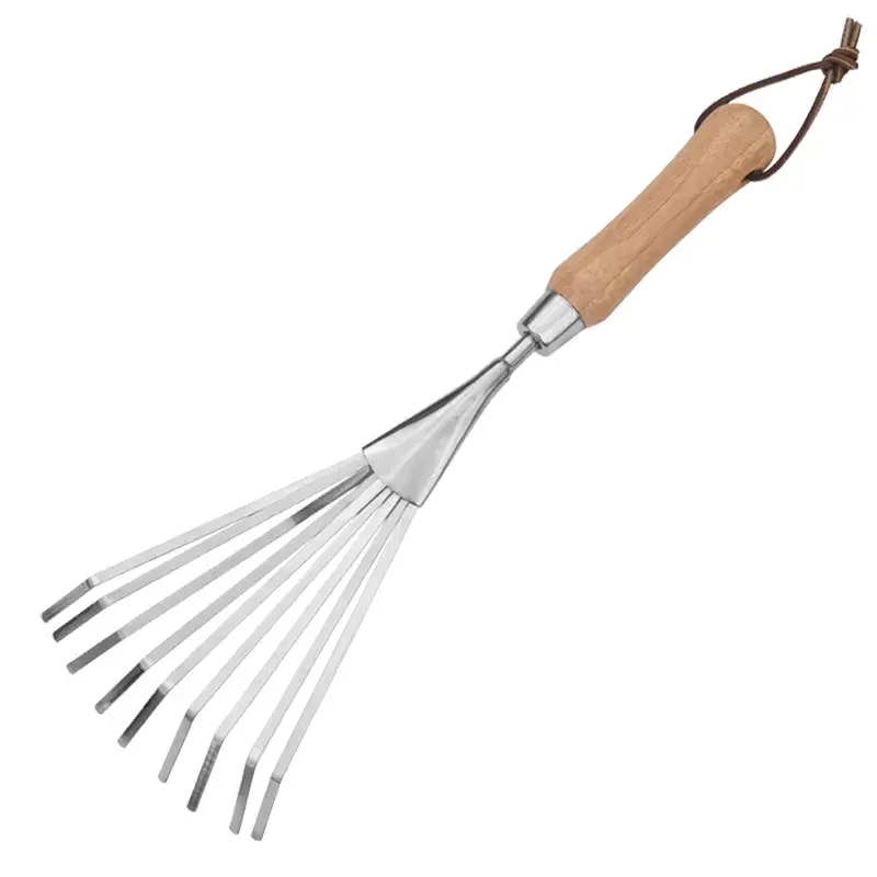 High Quality Corrosion Protection Stainless Steel Blade Bamboo Handle Small Gardening Interchangeable Hand Tools Set Garden Leaf Featured Image