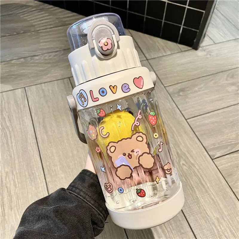 Net celebrity straw water cup large capacity women’s outdoor sports water bottle portable 2000ml water bottle summer season portable cup