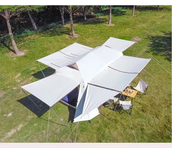 New arrival glamping large space 2 rooms for 8 10 12 persons with big rainfly waterproof camping tent