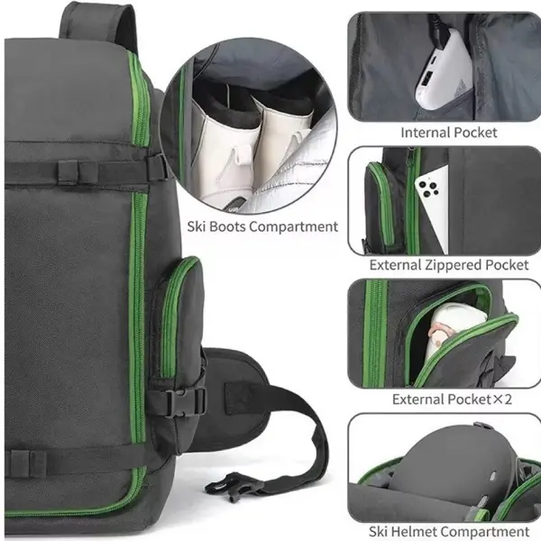 2022 Bonita OEN Outdoor Ski Backpack Helmet Double Shoulder Travel Bag Sports Ski Riding Equipment Backpack 50L Storage Capacity