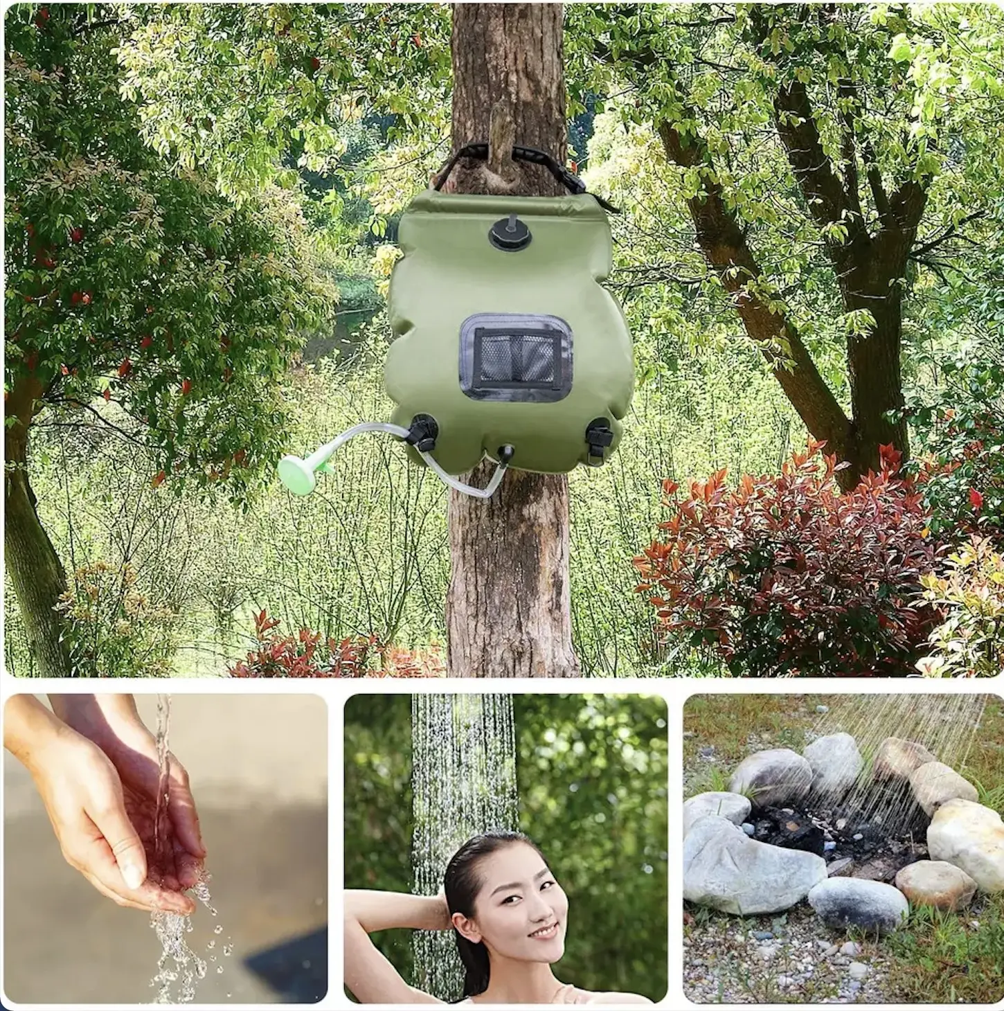 Factory OEM 20L outdoor PVC Hiking travelling Beach portable pool camping solar bath shower heating water bag