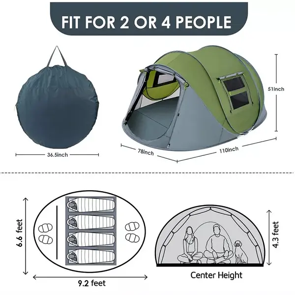 Outdoor Waterproof 1-2 person Hiking Beach Folding Automatic Popup Instant Camping Tent