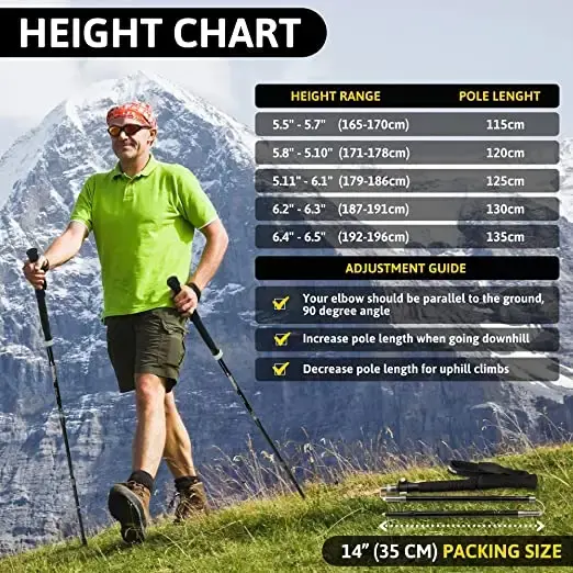 Walking Trekking Poles 7075Aluminum Lightweight Ultra Portable Hiking Sticks for Trekking