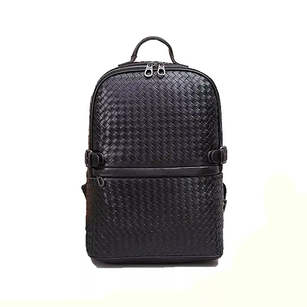 New products men’s leather laptop backpack woven leather travel backpack Featured Image