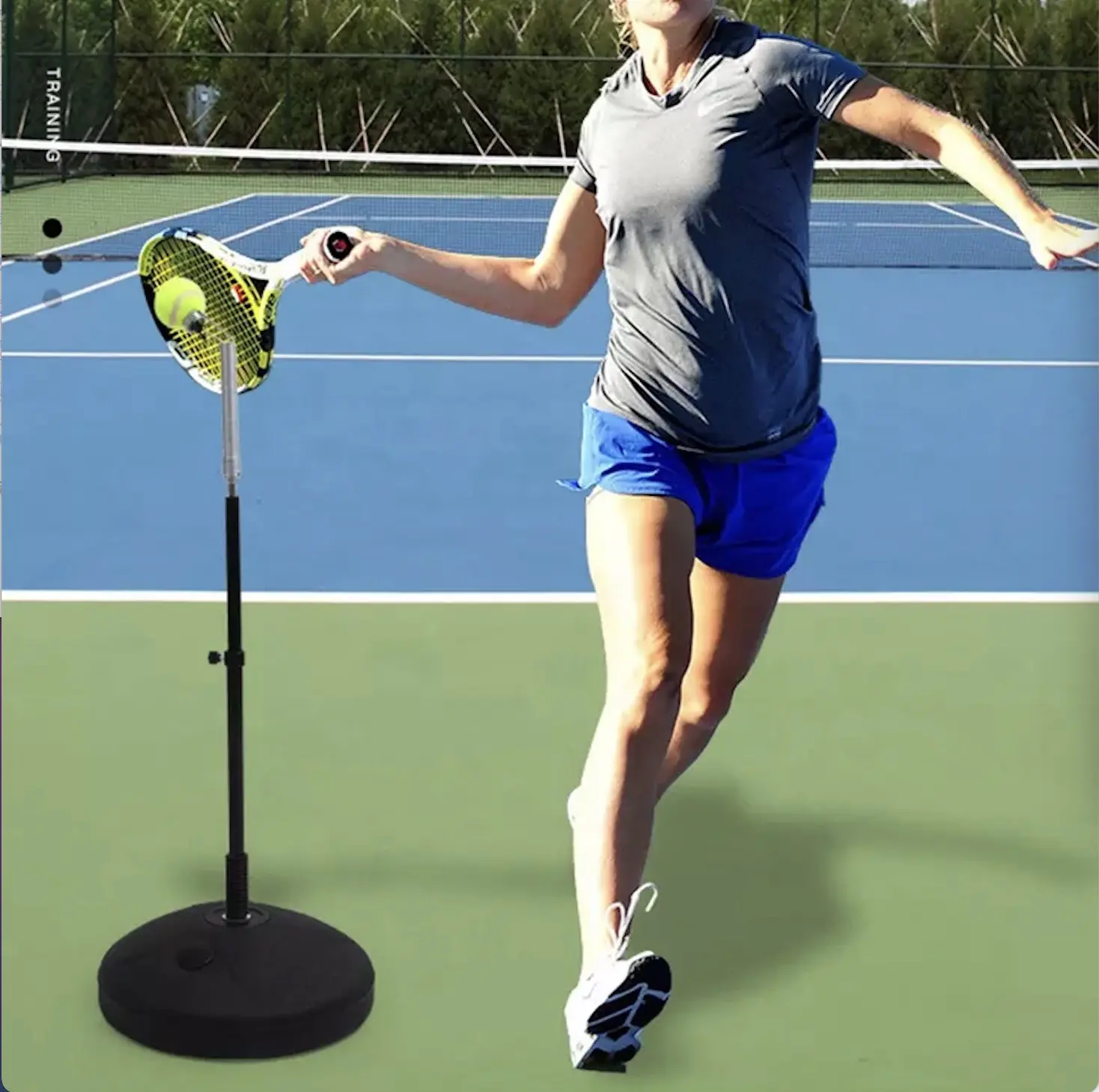Portable Solo Tennis Trainer Professional Rebound Ball Tennis Practice Tool Water-filled Steel Durable Tennis Training Equipment