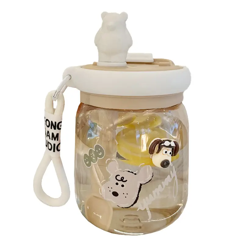 Water cup girl large capacity plastic cup stirring straw cup 2022 new student portable high-value breakfast cup Featured Image