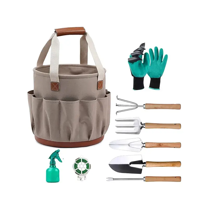 Heavy Duty Gardening Hand Tools and Essentials Kit Include Weeder Rake Shovel Trowel and More
