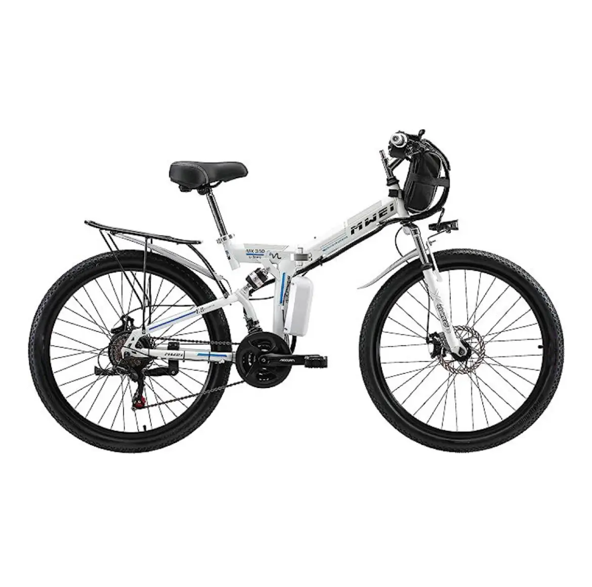 26″ Adult Electric Bike 350W Motor 36V 10Ah Removable Battery Folding City Road Electric Bike 20MPH Commuter Electric Mountain Bike Full Suspension Featured Image