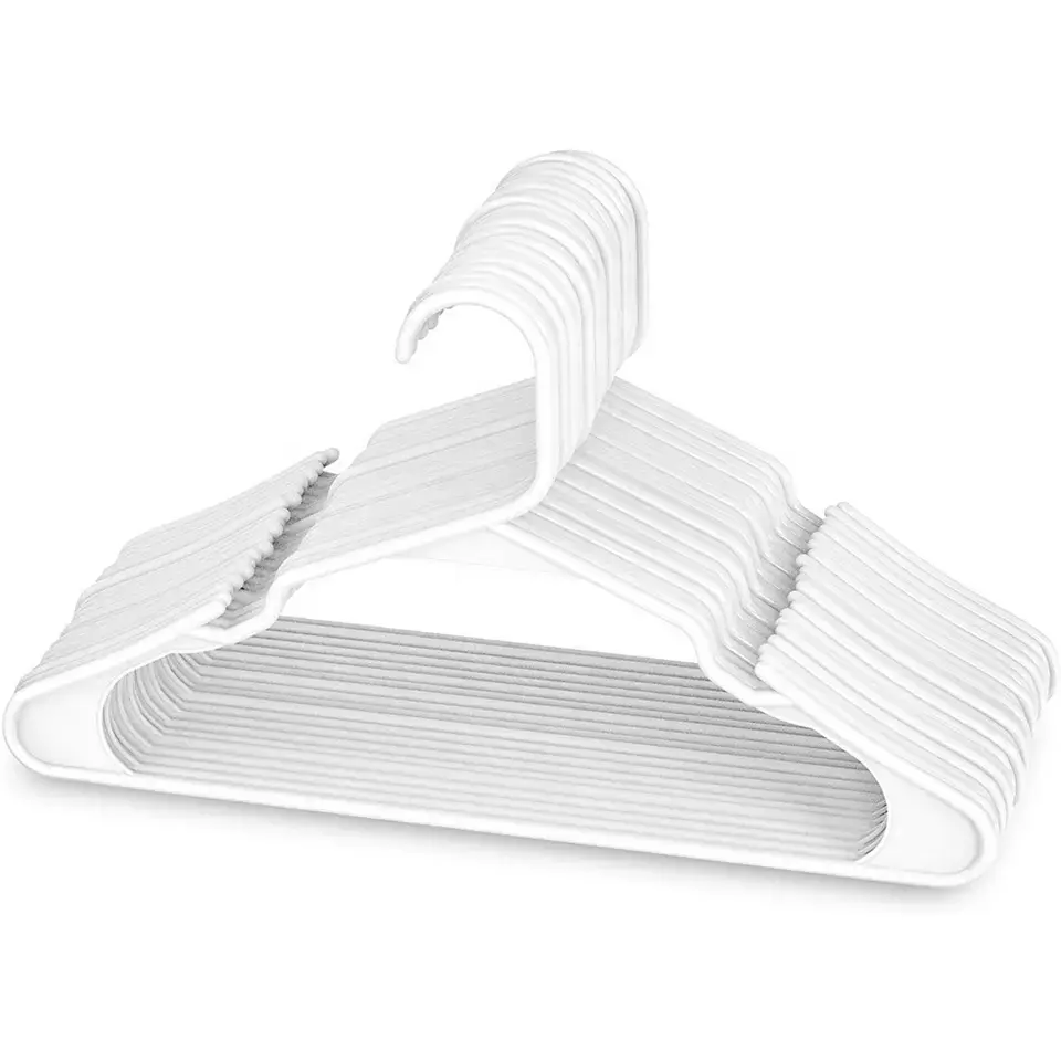 White Plastic Clothes Hangers Clothing Hangers Standard Plastic Hangers, Notched