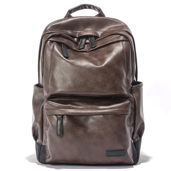 Wholesale new fashion designer leather men’s backpack retro casual computer travel backpack pu school bag Featured Image