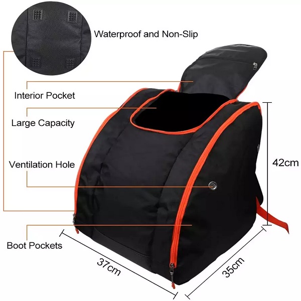 High Quality Ski Boot Bag Waterproof Skiing Bag Combo for Air Travel Ski Luggage Bags for Snow Travel Gear