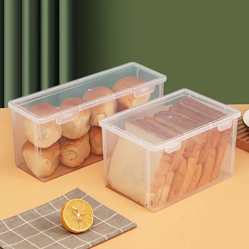 Household crisper box, transparent plastic toast bread storage box for food grade refrigerator, kitchen refrigerator storage box