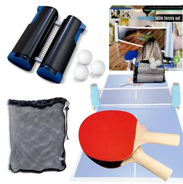 Portable Sport Ping Pong Set Table Tennis Rackets Mini Table Tennis Set With Retractable Net