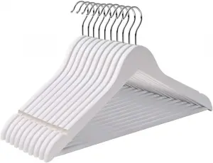 Wooden Hangers in Natural,White,Black,Cherry,Antique Color,Suit Clothes Hanger with Non Slip Pants Bar
