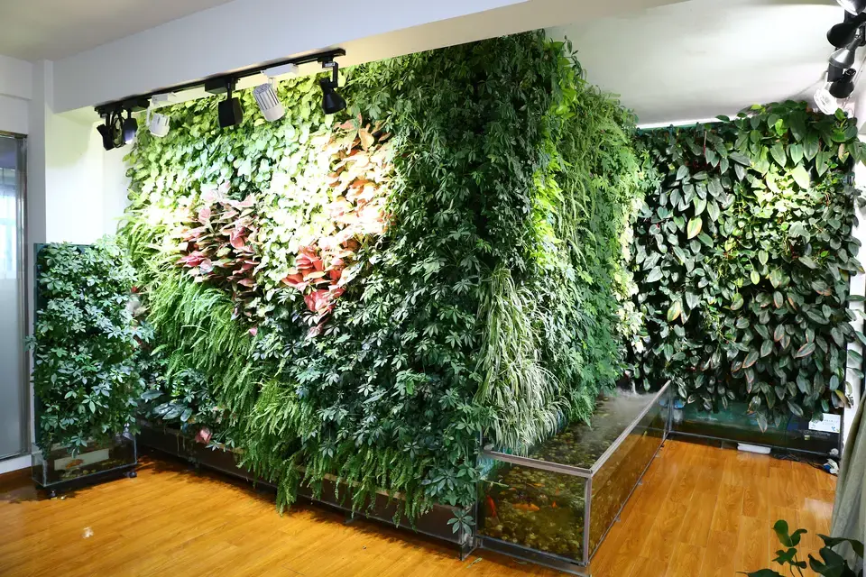 2 Pockets Green Self Watering Vertical Wall Planter Plastic Flower Pots Home Decoration Outdoor And Indoor