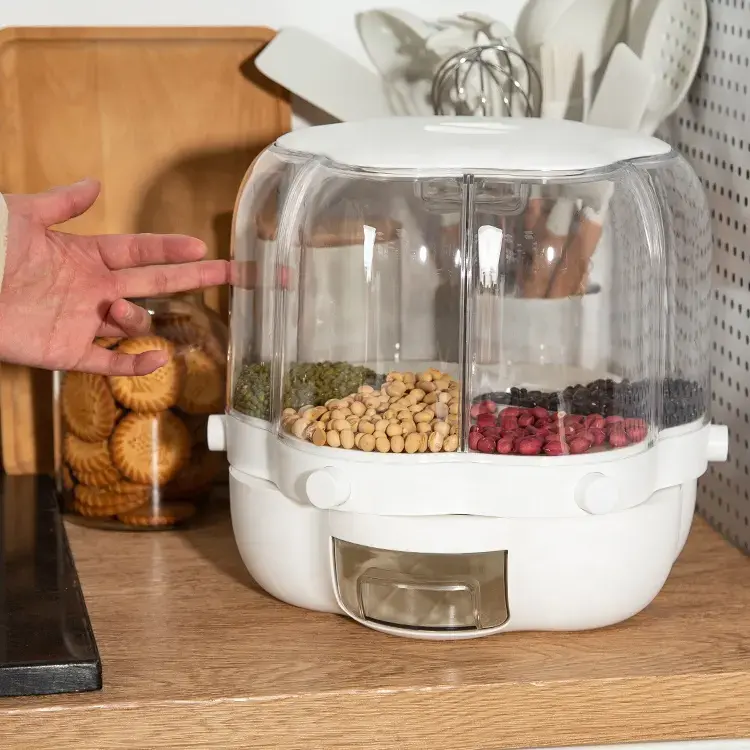 20kg moisture-proof sealed cylinder rotating food distributor box 25KG rice and grain storage distributor container Featured Image