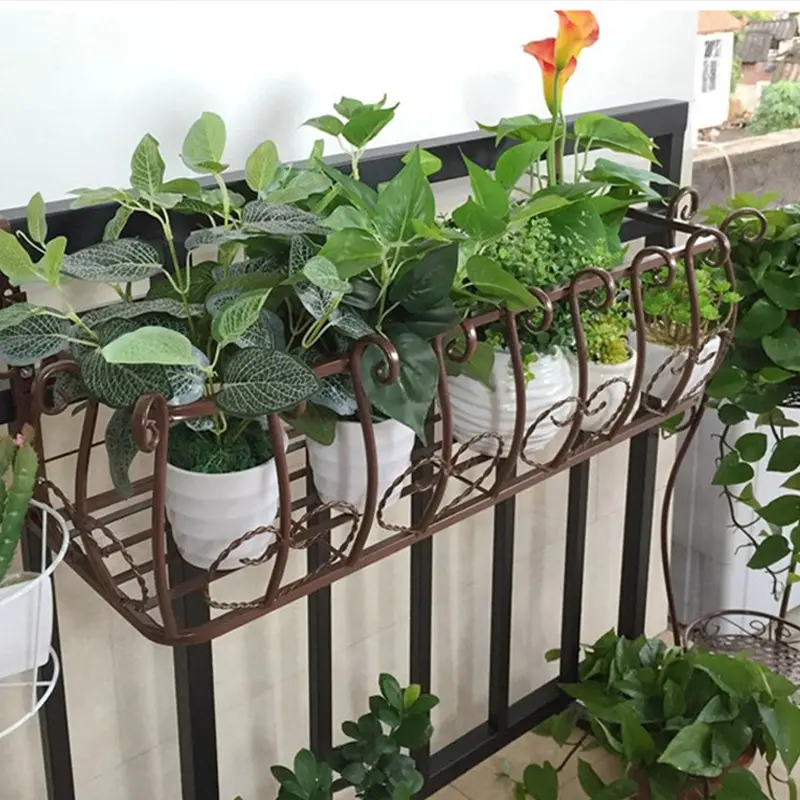 Wrought iron outdoor flower stand, balcony potted plant hanging flower stand, hanging plant flower pot stand