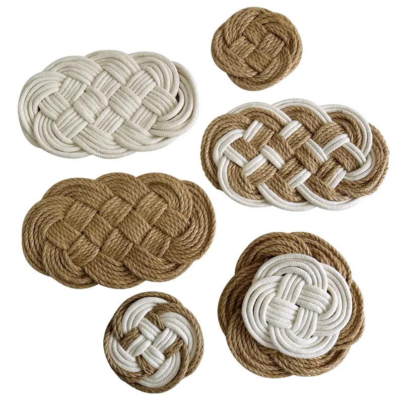 Stock hand-woven insulating mats, Nordic style cotton and linen material, home kitchen coasters, plate mats Featured Image