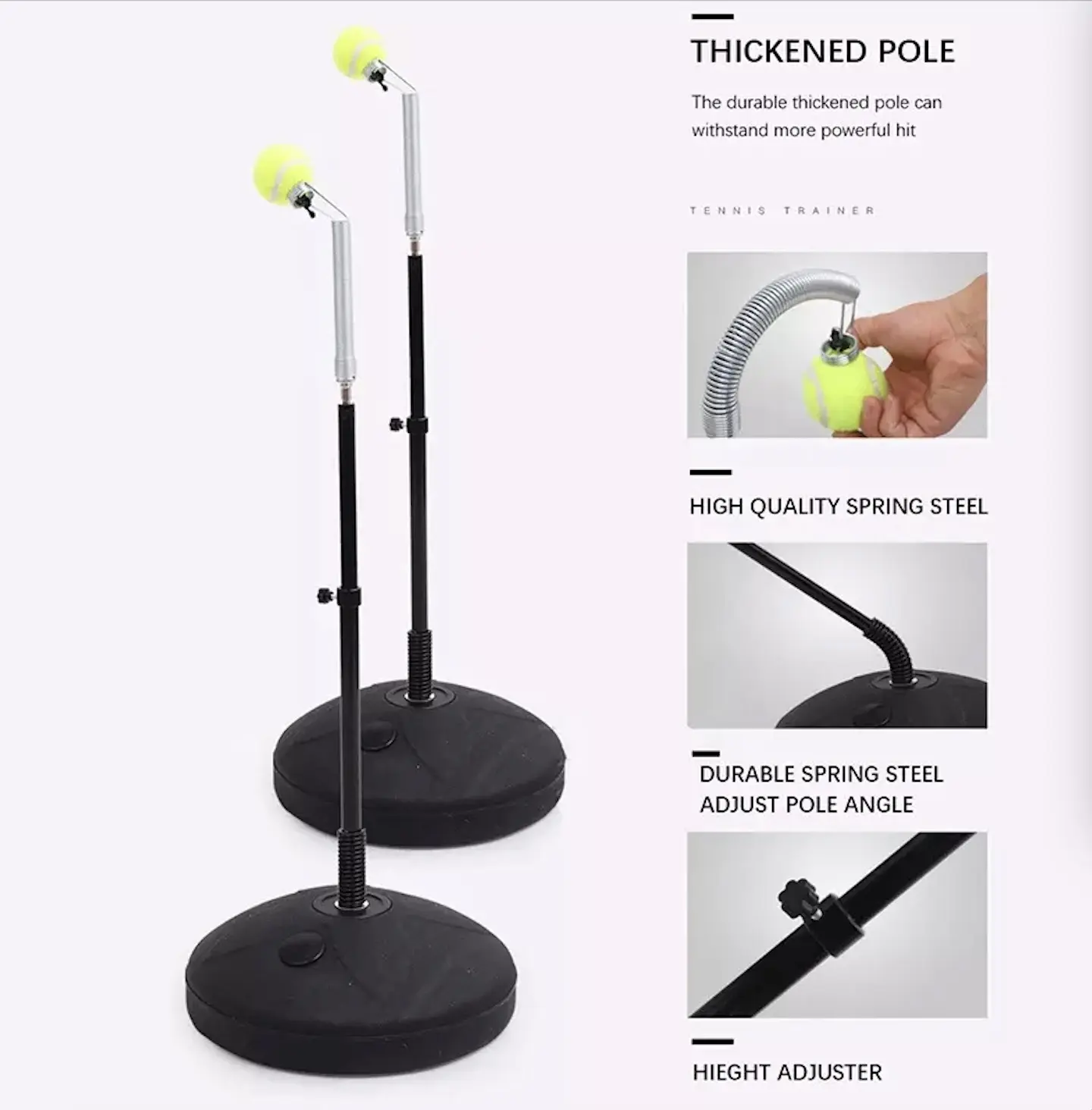 Portable Solo Tennis Trainer Professional Rebound Ball Tennis Practice Tool Water-filled Steel Durable Tennis Training Equipment