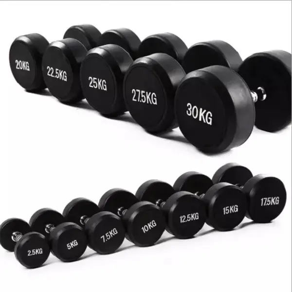 Gym Home Equipment Adjustable Cast Iron Coated Round Rubber Dumbbells Set Weights Lifting Dumbbells