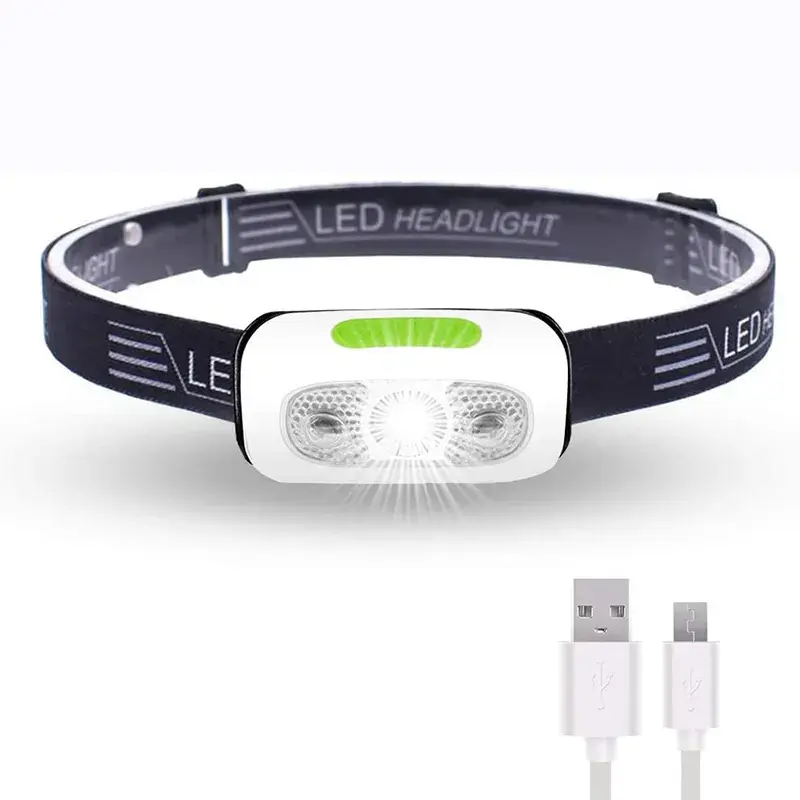 USB Rechargeable 3W LED Headlamp 4 Mode Running Head Torch Portable Mini LED Head Light with Motion Sensor Featured Image