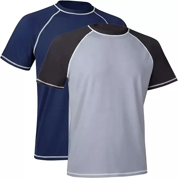 Men’s Rash Guard Swim Shirts, UPF 50+ Quick Dry Mid/Short Sleeve Swimming Shirt, UV/SPF Water Surf Shirts