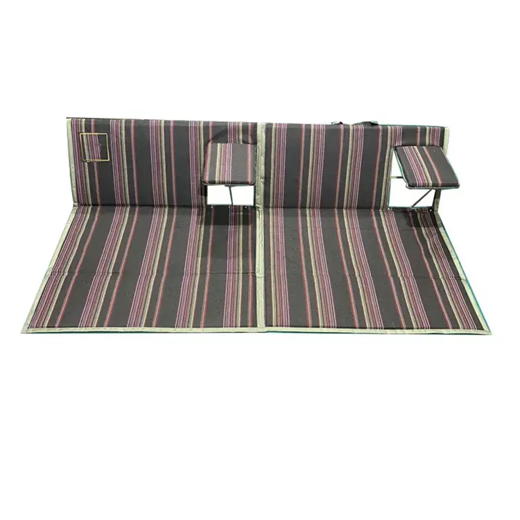 Red striped double armrests folding camping chair Featured Image