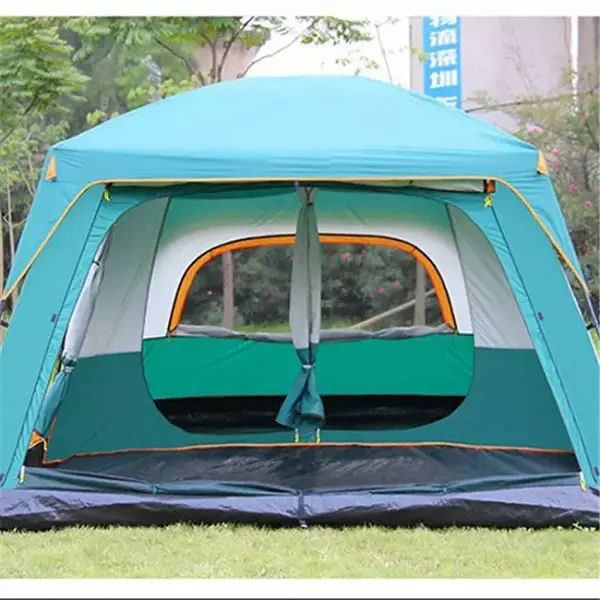Large luxury double layer 2 rooms 1 living room 6-10 persons family camping outdoor waterproof tent Featured Image