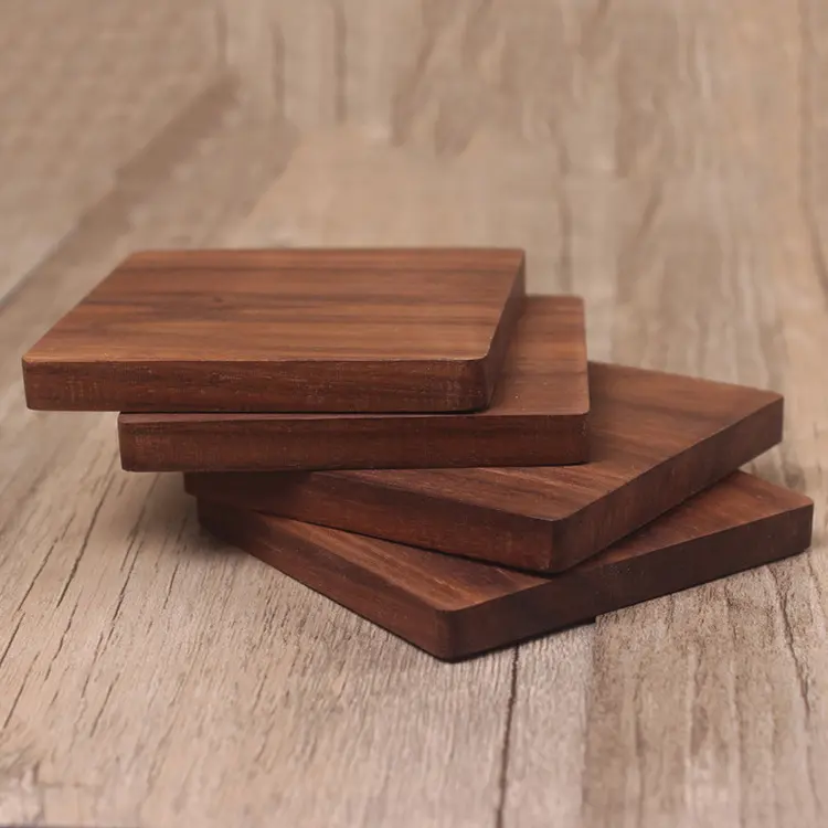 walnut coaster square round tea coaster wooden insulated mat dining table mat wooden placemat tea coaster