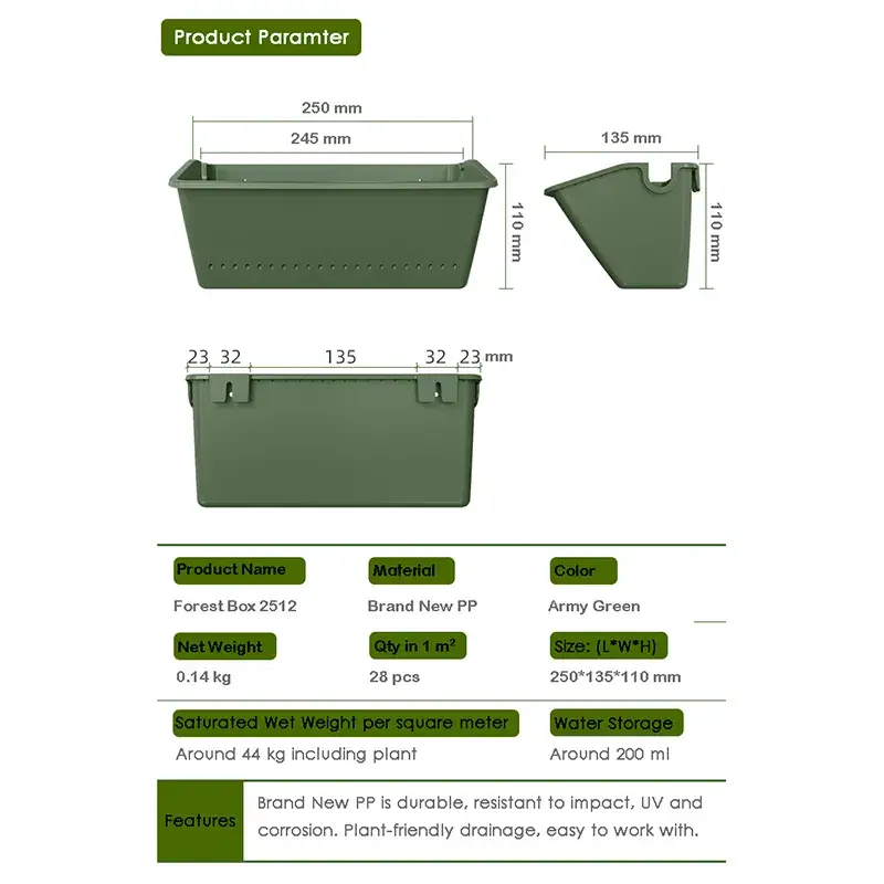Hot Sale Durable Plastic Commerical Vertical Planters Hanging Planter with Automatic Irrigation System