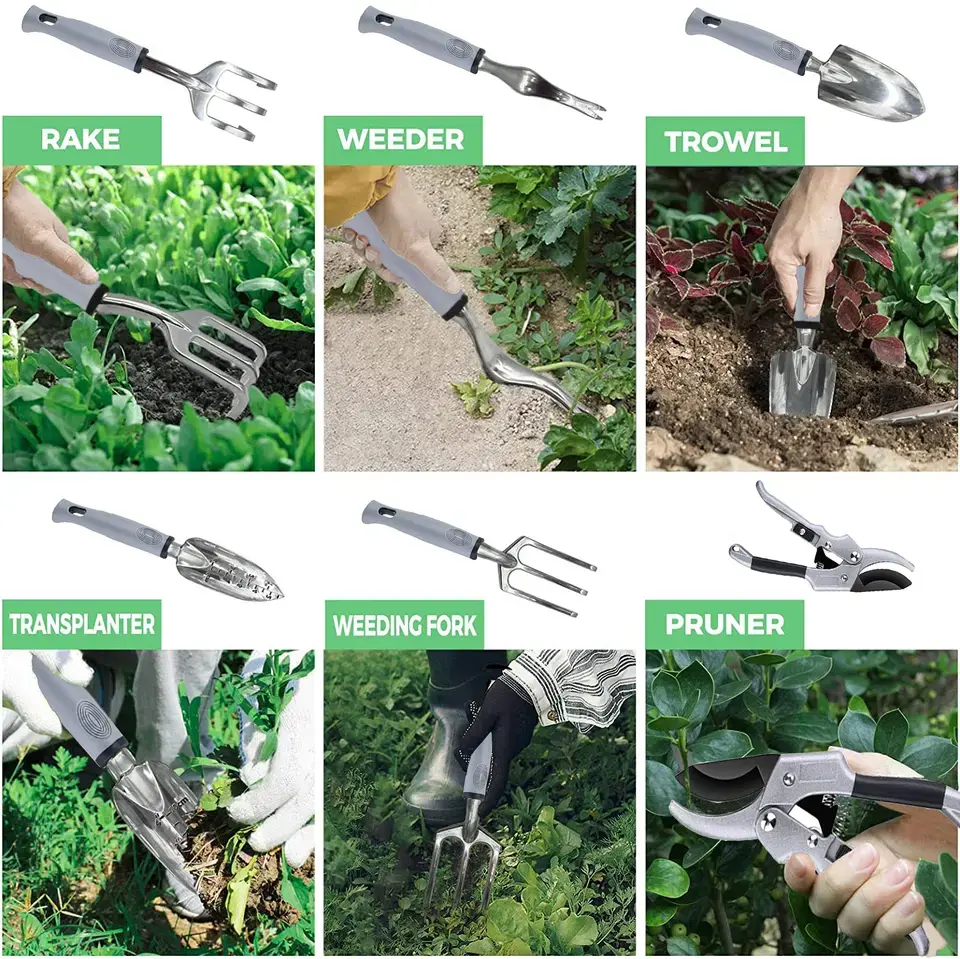 9 Piece Specialty Lady Garden Tool Set Heavy Duty Flower Design Garden Tool Set Gardening Tool With Bag