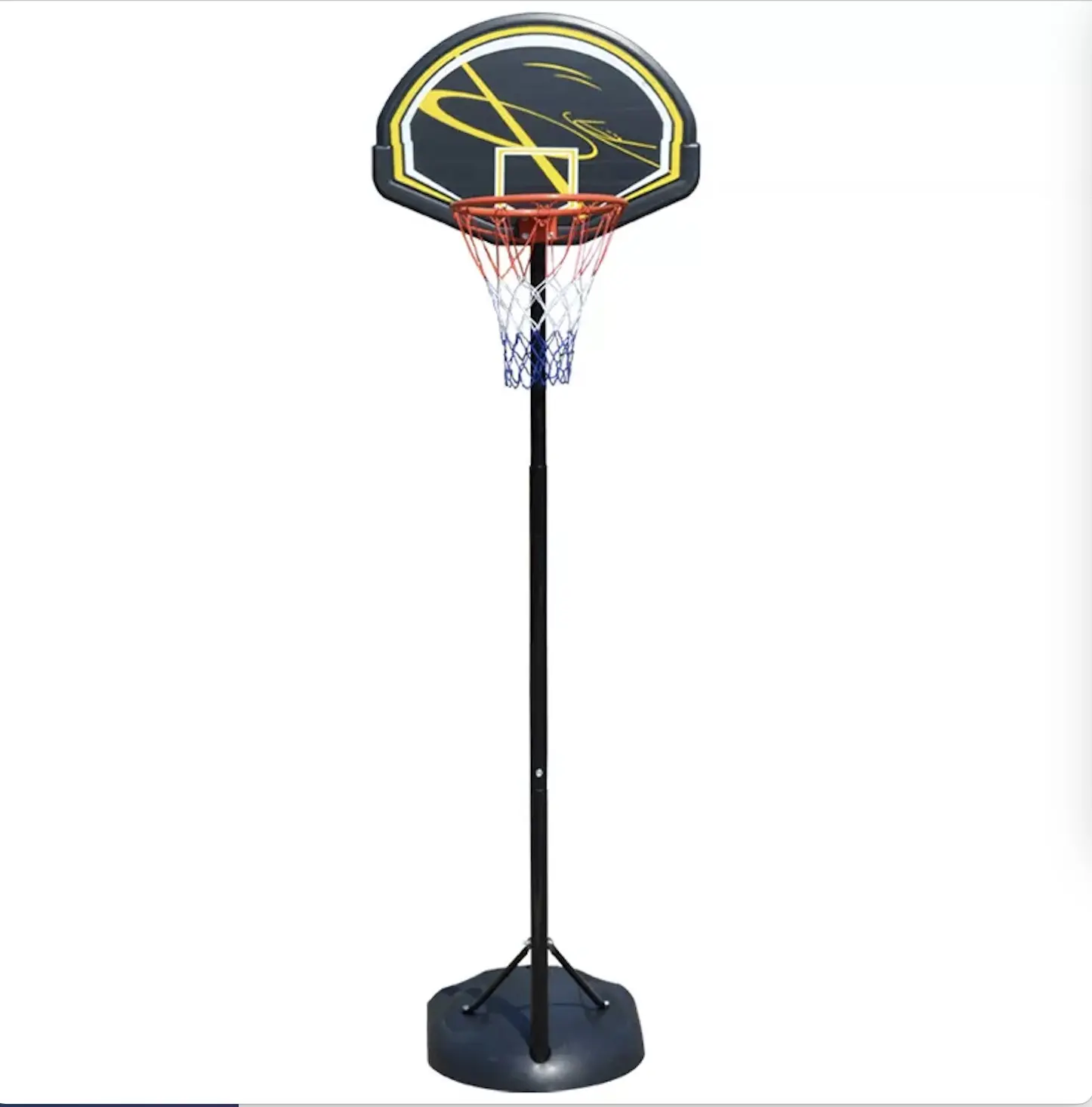 Telescopic Adjustment Steel Pole PE Backboard Basketball Hoop Stand with Base for Game