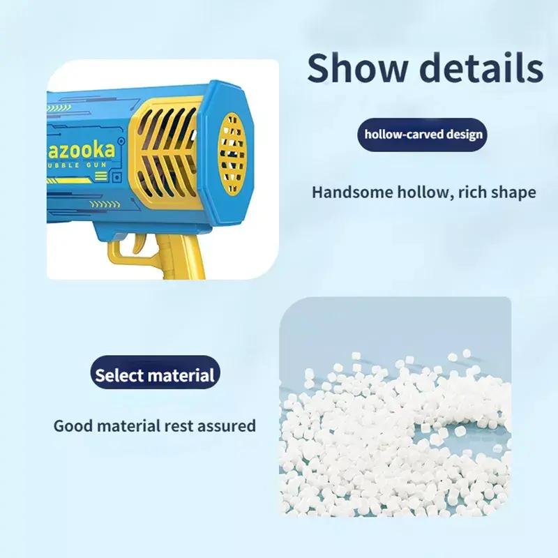 Plastic 69 Holes Bazooka Bubble Gun Light up Bubble Toys Gun Rechargeable Electric Bubbles Machine Outdoor Summer Toys for Kids