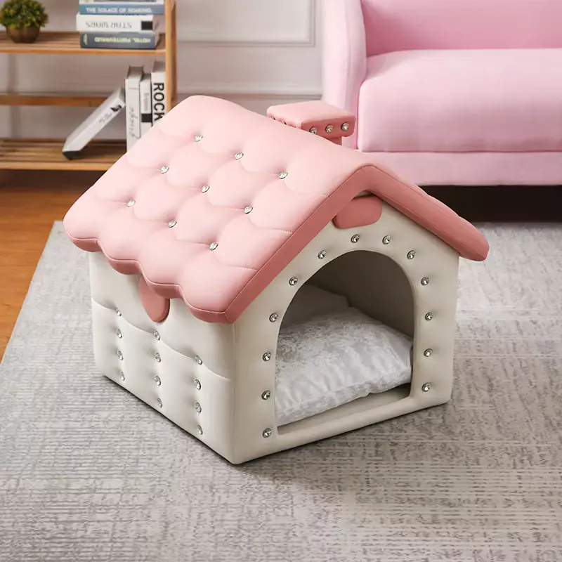 Diamond PU Pet House OEM and ODM Pet Leather Dog Sofa & Bed House Featured Image
