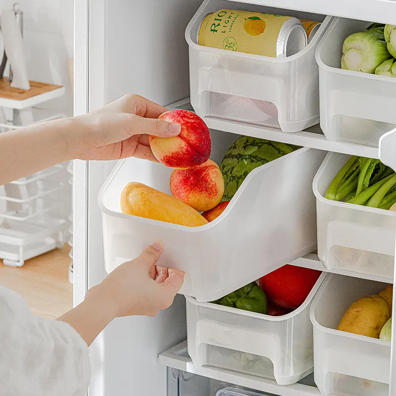 Fruit and vegetable refrigerator storage box wholesale plastic PP transparent rectangular drawer type frozen food preservation box
