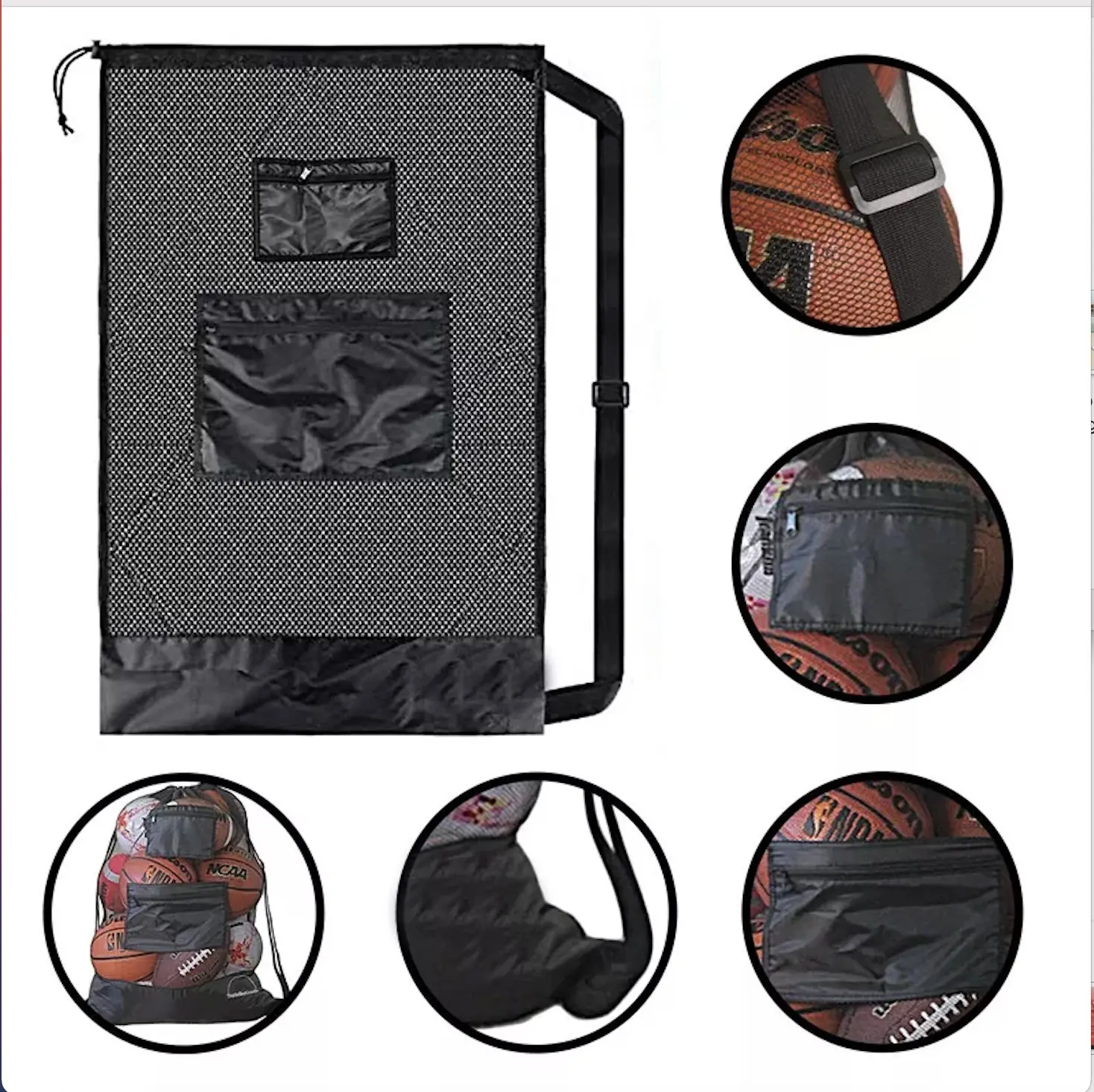 Amazon Hot Sale Drawstring Basketball Bag Extra Large Soccer Ball Bag with Adjustable Shoulder Strap Gear Bag for Football