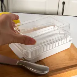 Hot Sales Japanese Style Refrigerator Butter Quantitative Cutting Storage Plastic Butter Dish With Cover Featured Image