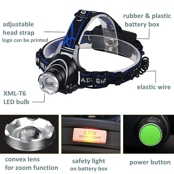 Hotsale Outdoor Headlight Waterproof T6 LED 1000 Lumens Camping Headlamp