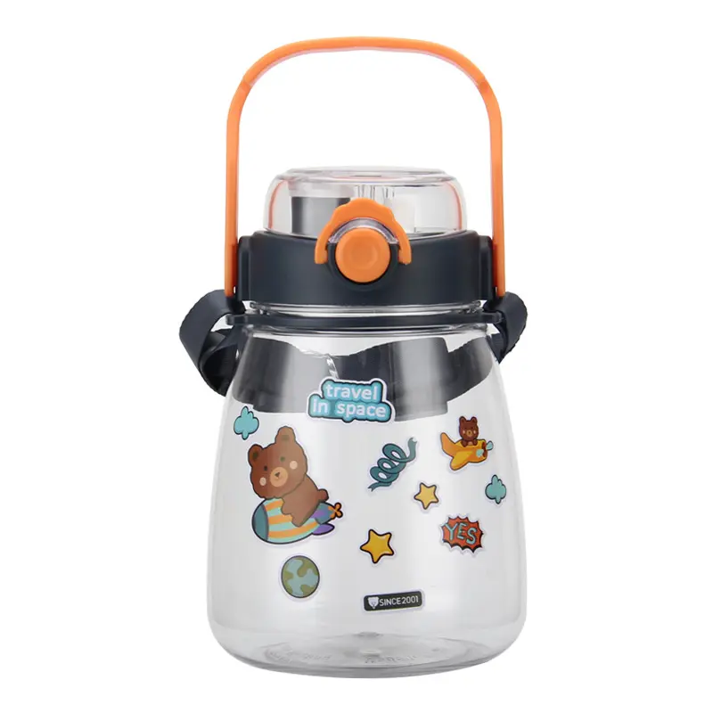 Plastic straw cup high value double drink potbelly water cup girl series large-capacity cartoon kettle