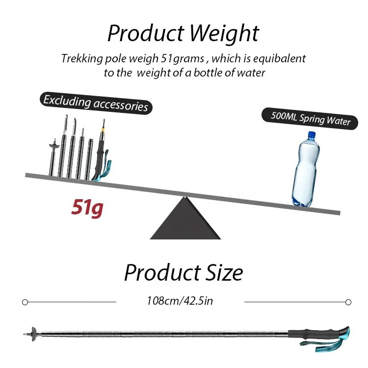 Collapsible Aluminium Multifunctional Tactical Trekking Survival Pole Tactical Walking Stick