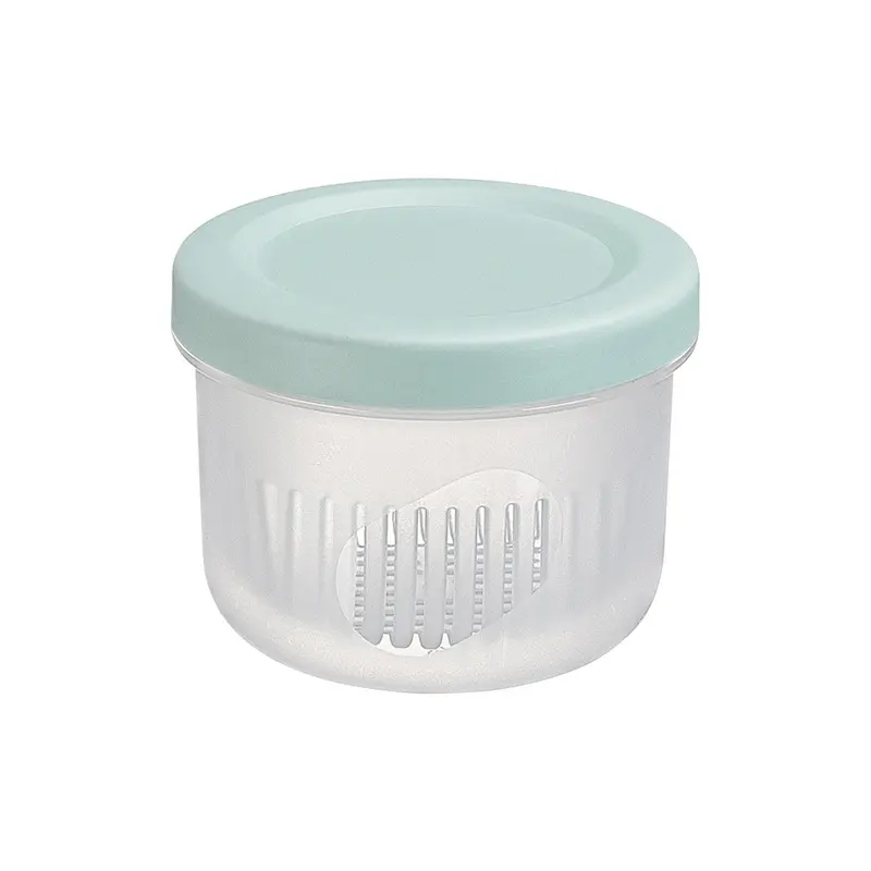 Refrigerator fresh-keeping box, ginger, garlic, green onion, storage box, household double-layer transparent plastic draining sealed fresh-keeping bowl Featured Image