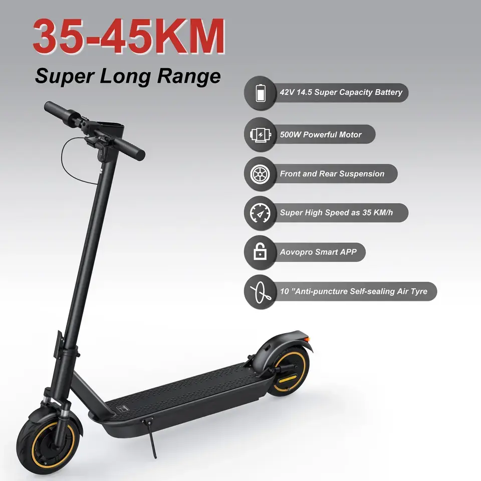Foldable 10″ Air Tyre 14.5AH Battery 40Km Range 500W Electric Scooter Europe Germany USA UK Warehouse Drop Shipping Featured Image